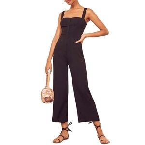 Reformation Della Black Button Front Jumpsuit 8